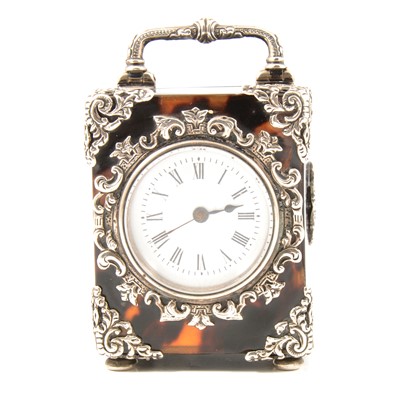 Lot 410 - A Victorian silver mounted tortoiseshell timepiece