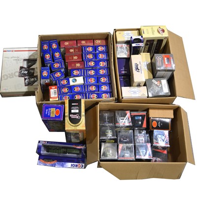 Lot 243 - Modern die-cast model buses and vehicles, three boxes of mostly Corgi and Oxford Die-cast