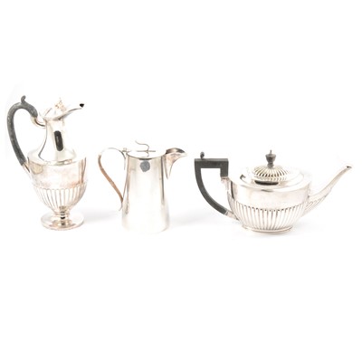 Lot 230 - Collection of silver plated wares including teapot, entree dish, etc.
