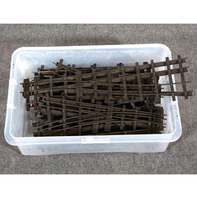 Lot 201C - One tub of custom made O gauge model railway track, including points.