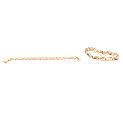 Lot 173 - A 9 carat yellow gold gate link bracelet and one other.