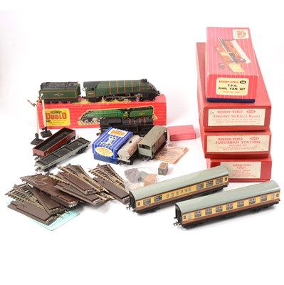 Lot 196 - Hornby Dublo OO gauge railway, one box including 2211 BR 4-6-2 'Golden Fleece' locomotive