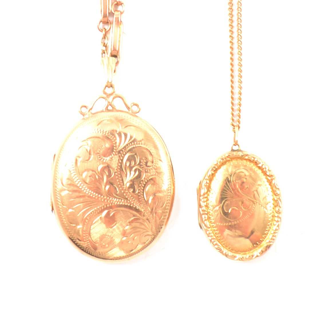 Lot 218 - Two gold lockets and chains.