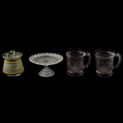Lot 105 - Collection of decorative glassware and a Doulton Lambeth match striker.