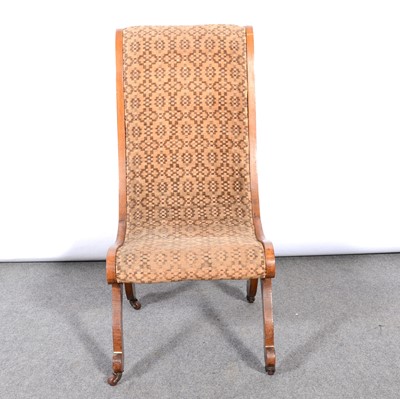 Lot 458 - Victorian walnut nursing chair, slipper form