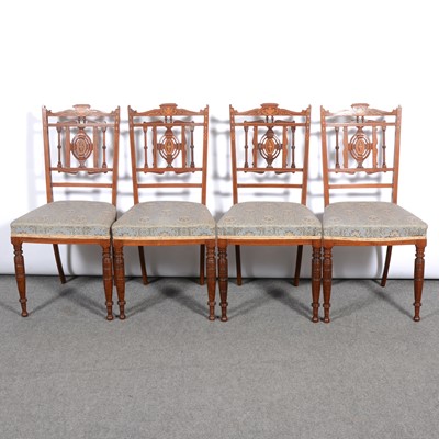 Lot 497 - Four Edwardian inlaid walnut bedroom chairs