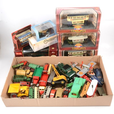 Lot 215 - Two trays of mixed die-cast and tin-plate models and vehicles