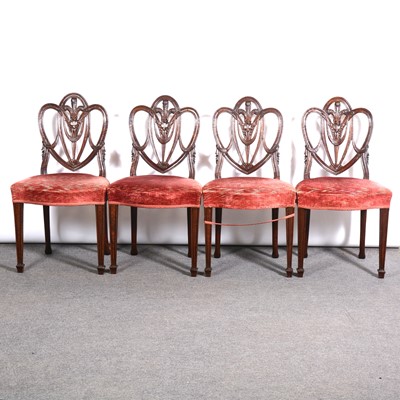 Lot 388 - Set of six Hepplewhite style mahogany dining chairs