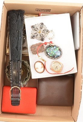Lot 493 - Bucherer - a lady's watch pendant, 9 carat yellow gold watch, silver and costume jewellery.