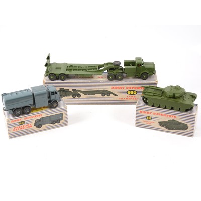 Lot 226 - Three Dinky Toys die-cast cast models, three including no.642 pressure refueller