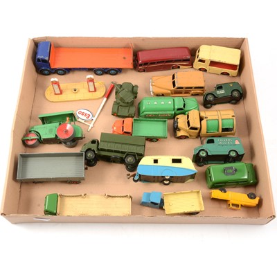 Lot 201 - One tray of loose die-cast models, including Dinky Toys Foden flat-bed truck etc