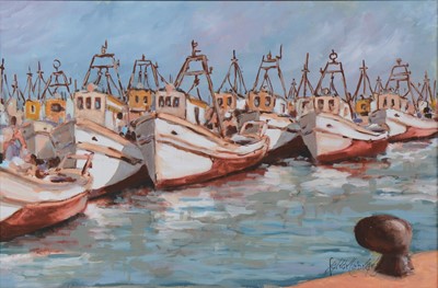 Lot 311 - Ferrer Cabrery, Fishing fleet in harbour