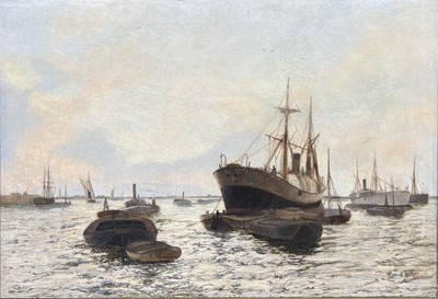 Lot 286 - Edward Henry Eugene Fletcher - Shipping in an estuary