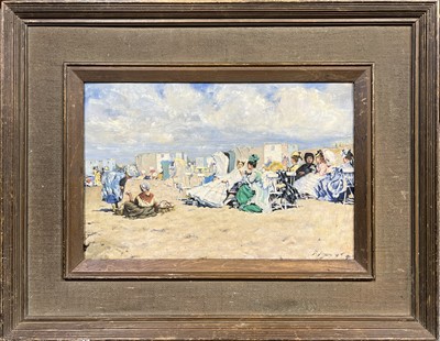 Lot 282 - Raffaele Ragione after Eugene Boudin - Figures on a beach