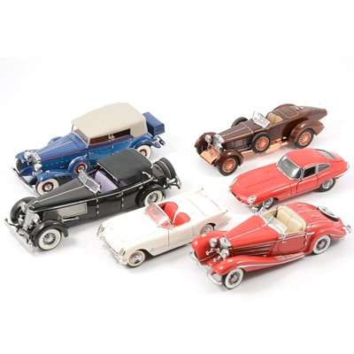 Lot 298 - Six Franklin Mint models, 1:24 scale, six including  Jaguar E Type.