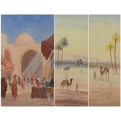 Lot 265 - L Pagganni, An Arab Market and a pair of watercolours
