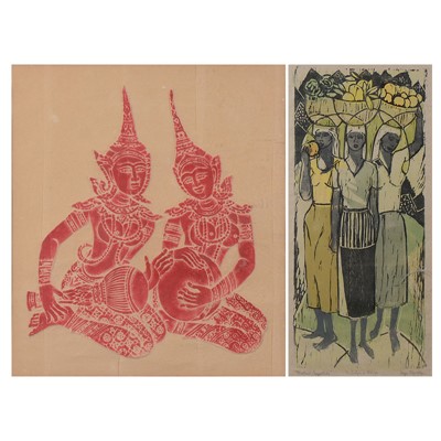 Lot 267 - Ina Specter, Haitian Caryatids and a woodblock print