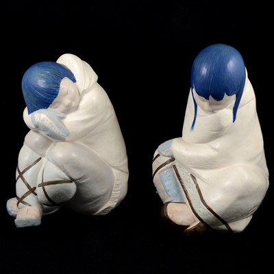 Lot 14 - Lladro Eskimo Boy and Eskimo Girl figurines.