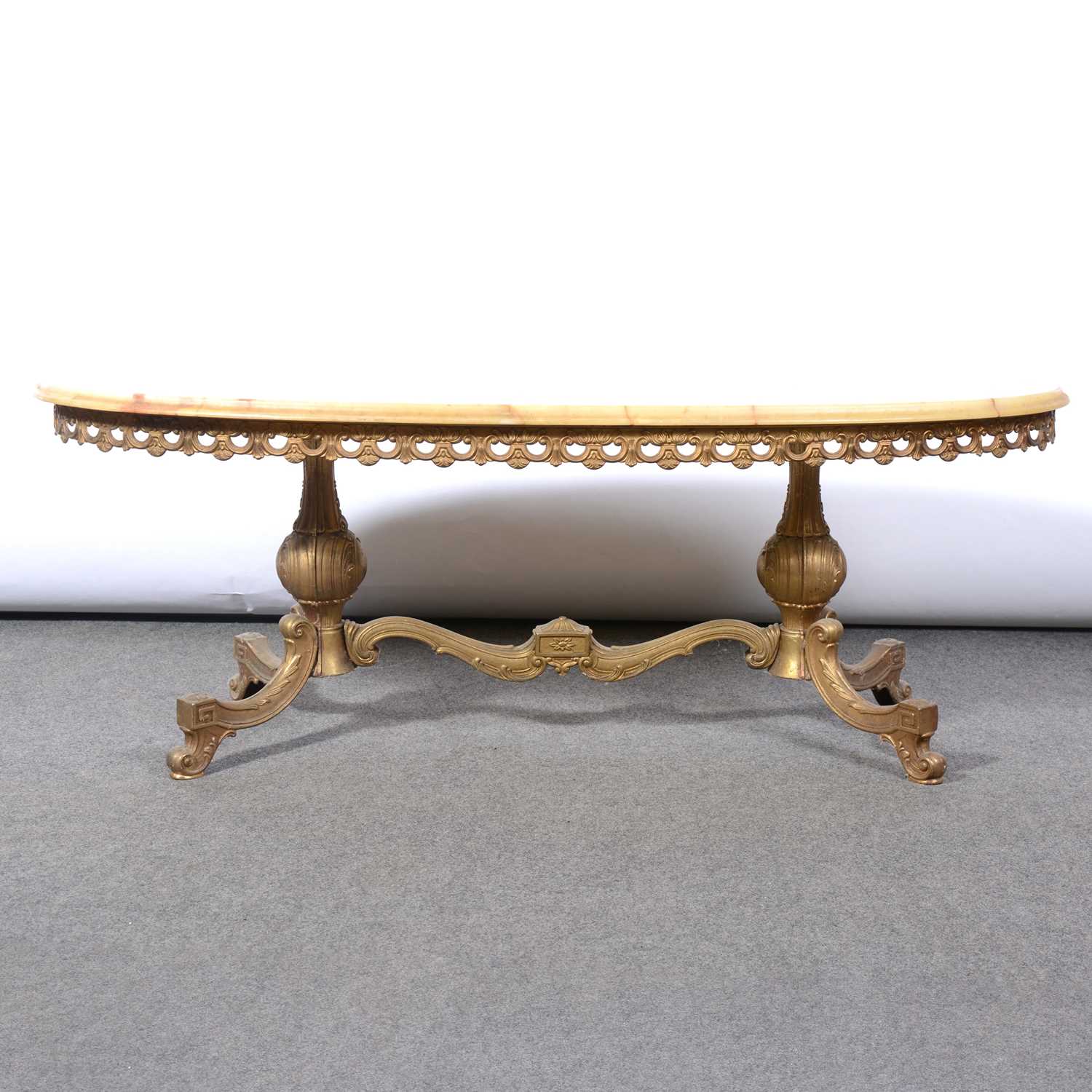 Lot 176 - Gilt metal and onyx coffee table