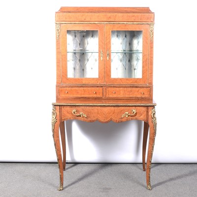 Lot 436 - French walnut and marquetry reproduction cabinet