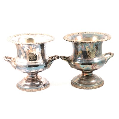 Lot 182 - Pair of silver plated capanana shape win coolers