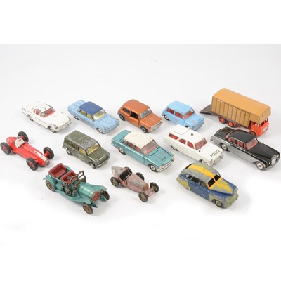 Lot 219 - Thirteen loose die-cast models including Spot-on Morris Mini Van.