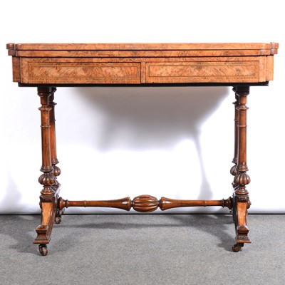 Lot 357 - Early Victorian inlaid walnut card table, with...