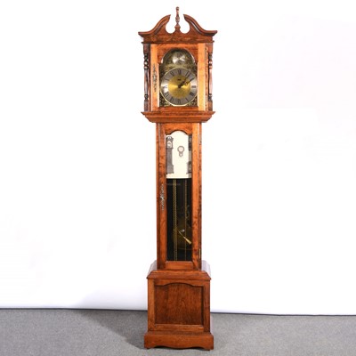 Lot 511 - Reproduction stained wood longcase clock,...