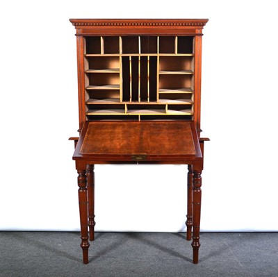 Lot 398 - Victorian walnut secretaire, moulded and dentil cornice