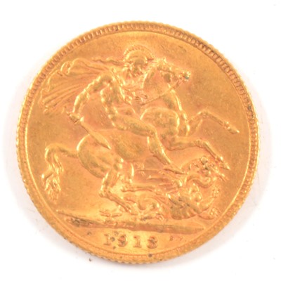 Lot 225 - George V gold Sovereign coin, 1918.