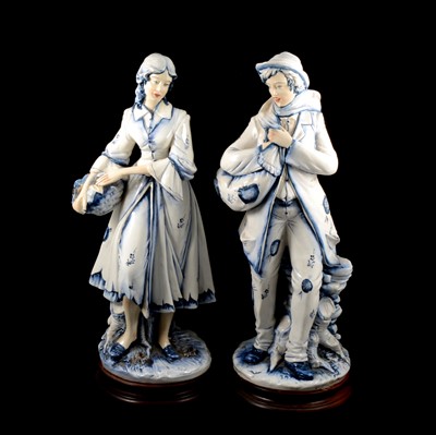 Lot 57 - Pair of large Capodimonte figures, other 20th century Continental porcelain figures and ceramics.