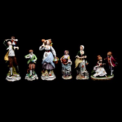 Lot 10 - Fourteen Sitzendorf porcelain figures