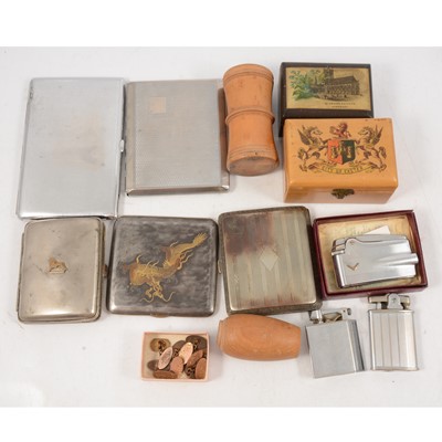 Lot 262 - Gold-fronted cufflinks, cigarette cases, lighters and wooden / treen wares.