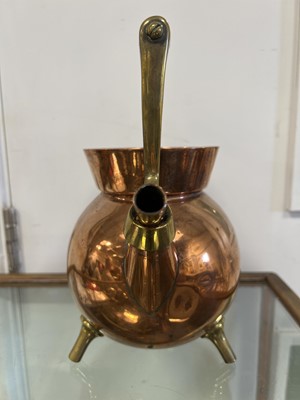 Lot 155 - Aesthetic Movement spirit kettle on stand, designed by Dr. Christopher Dresser for Benham and Froud