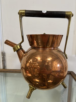 Lot 155 - Aesthetic Movement spirit kettle on stand, designed by Dr. Christopher Dresser for Benham and Froud