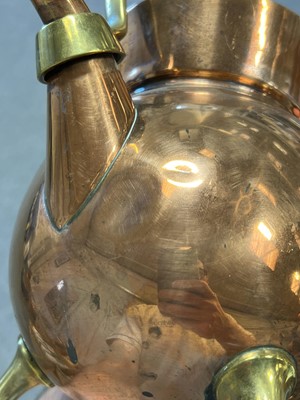 Lot 155 - Aesthetic Movement spirit kettle on stand, designed by Dr. Christopher Dresser for Benham and Froud