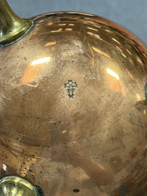Lot 155 - Aesthetic Movement spirit kettle on stand, designed by Dr. Christopher Dresser for Benham and Froud
