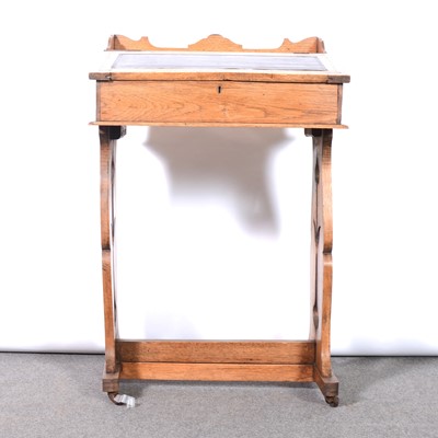 Lot 438 - English Arts and Crafts oak bureau