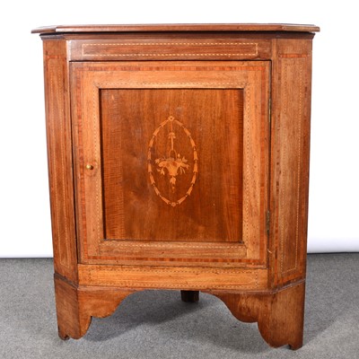 Lot 480 - Late Victorian inlaid mahogany freestanding corner cupboard