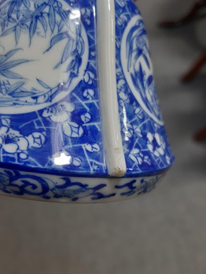 Lot 1 - Pair of Japanese porcelain blue and white Yen Yen type vases