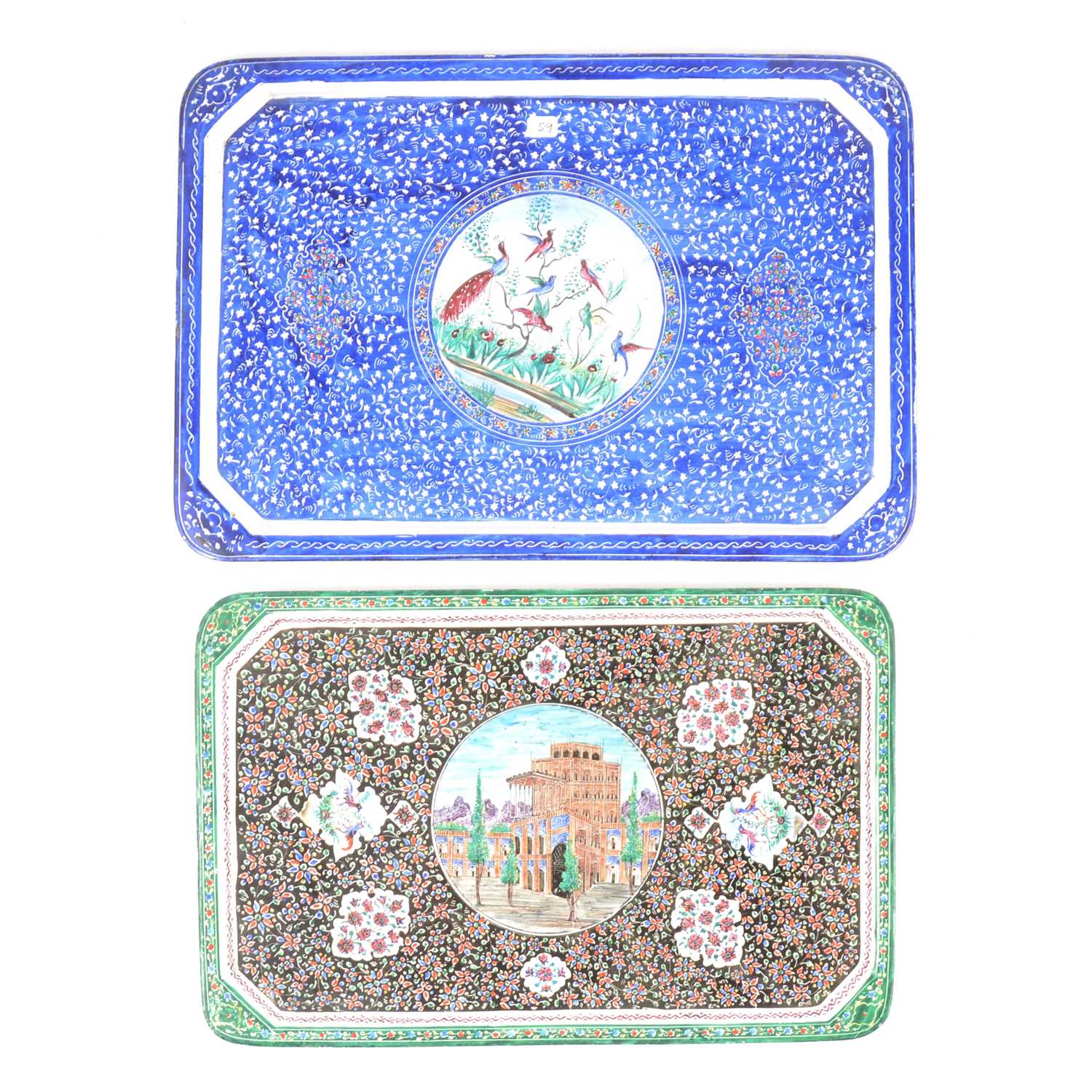 Lot 40 - Two Islamic enamelled trays