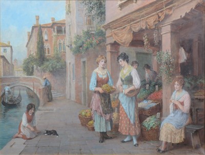 Lot 280 - Arthur Trevor Haddon - Flower stall in Venice