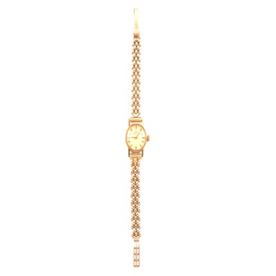 Lot 345 - Omega - a lady's vintage 9 carat yellow gold bracelet wristwatch.