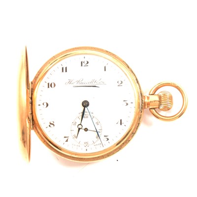 Lot 280 - Tho's Russell & Son, Liverpool - a gentleman's 9 carat gold full hunter pocket watch.