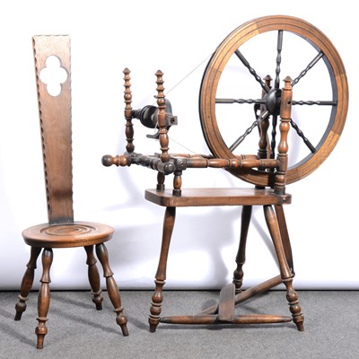 Lot 588 - A Welsh spinning chair; and a spinning wheel.