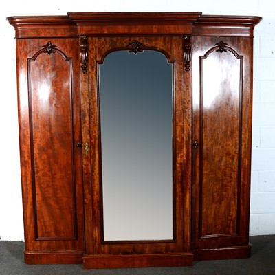 Lot 503 - Victorian mahogany breakfront triple wardrobe