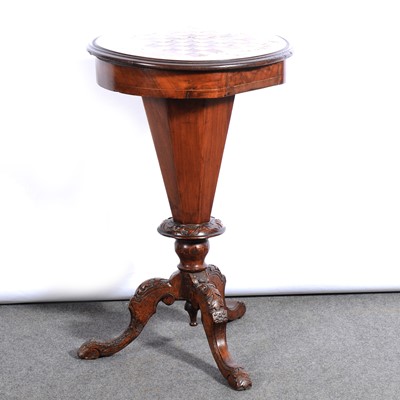 Lot 586 - Victorian walnut and inlaid trumpet work table