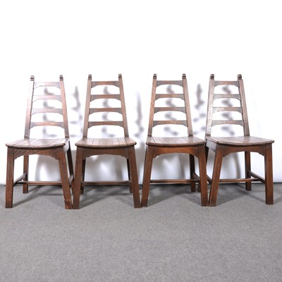 Lot 24 - Set of four Arts and Crafts style oak dining chairs