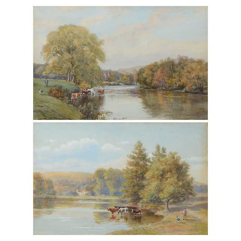Lot 442 - B W Leader, ARA, The River Arun, Sussex - a pair of watercolours.