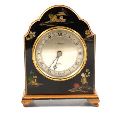 Lot 115 - Elliott mantel clock, lacquered and chinoiserie case